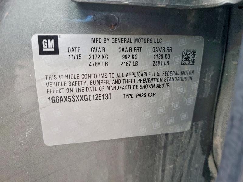 Aukcja sprzedaży 2016 Cadillac Cts, vin: 1G6AX5SXXG0126130, numer aukcji: 46210256