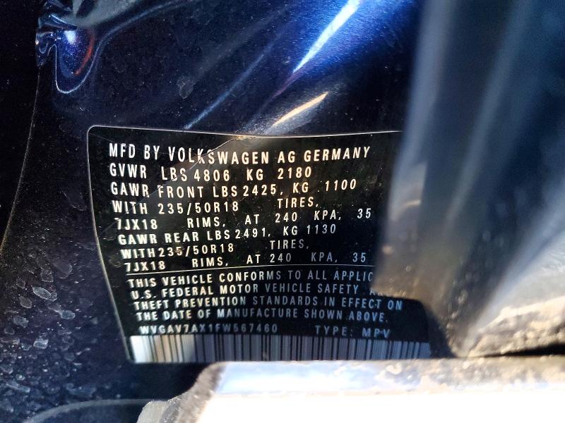 Aukcja sprzedaży 2015 Volkswagen Tiguan, vin: WVGAV7AX1FW567460, numer aukcji: 78884725
