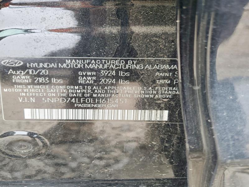 Продаж на аукціоні авто 2020 Hyundai Elantra, vin: 5NPD74LF0LH615451, номер лоту: 79472265
