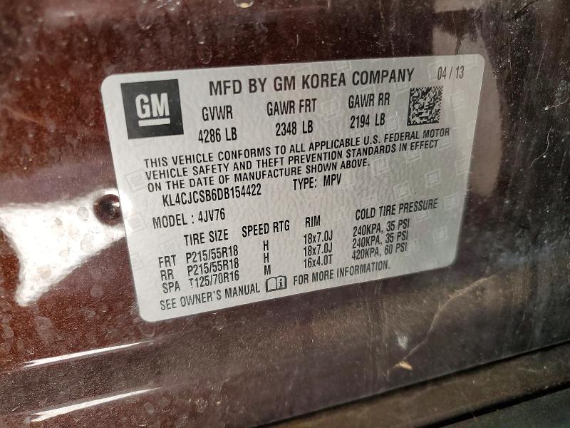46501566 :رقم المزاد ، KL4CJCSB6DB154422 vin ، 2013 Buick Encore مزاد بيع