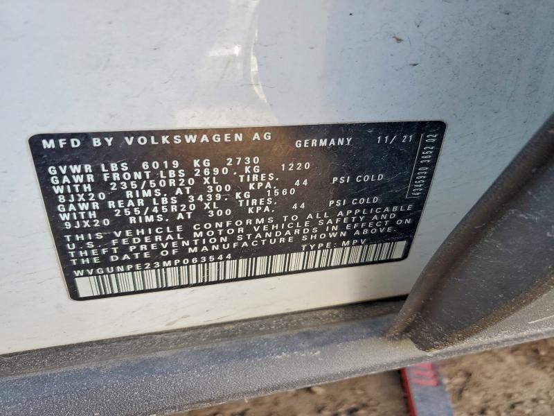 2021 Volkswagen Id.4 მანქანა იყიდება აუქციონზე, vin: WVGUNPE23MP063544, აუქციონის ნომერი: 48006996