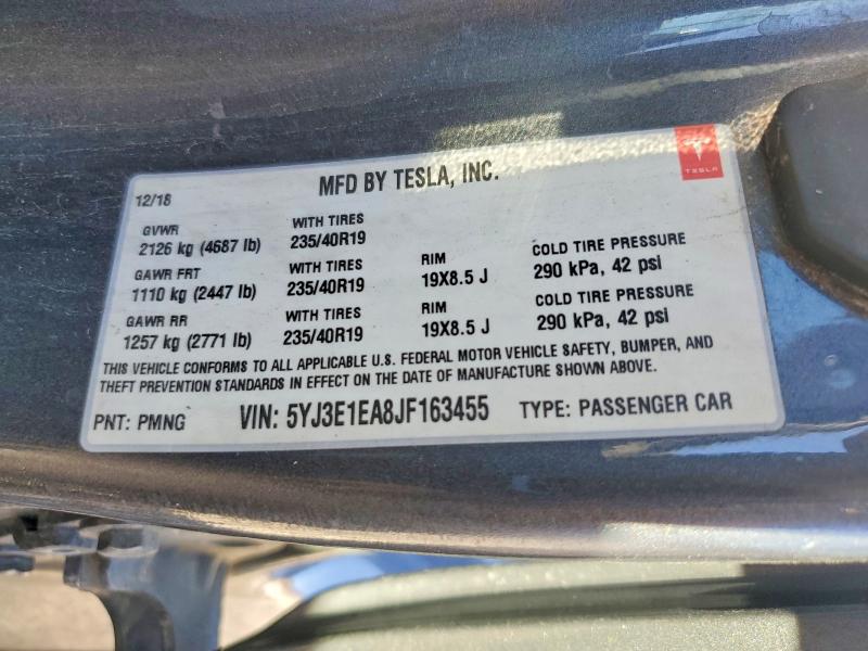 Продажа на аукционе авто 2018 Tesla Model 3, vin: 5YJ3E1EA8JF163455, номер лота: 47071636