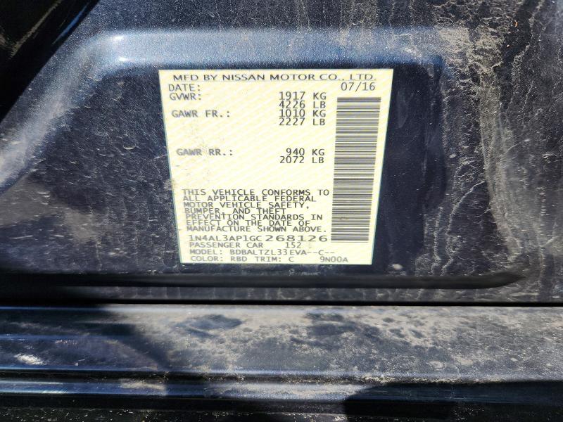 Продаж на аукціоні авто 2016 Nissan Altima, vin: 1N4AL3AP1GC268126, номер лоту: 45521976