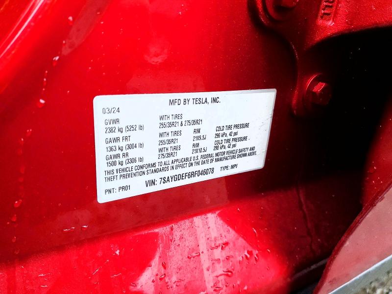 Aukcja sprzedaży 2024 Tesla Model Y, vin: 7SAYGDEF6RF046078, numer aukcji: 78426875