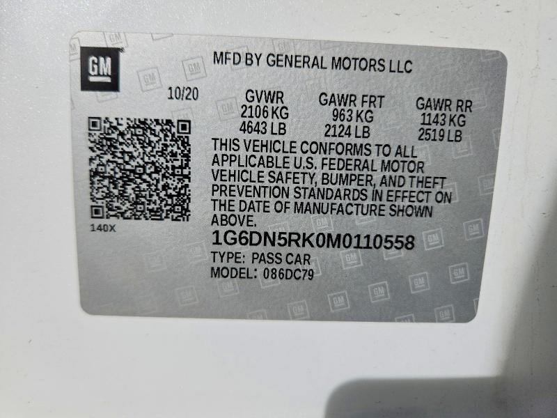 2021 Cadillac Ct5 მანქანა იყიდება აუქციონზე, vin: 1G6DN5RK0M0110558, აუქციონის ნომერი: 46326886