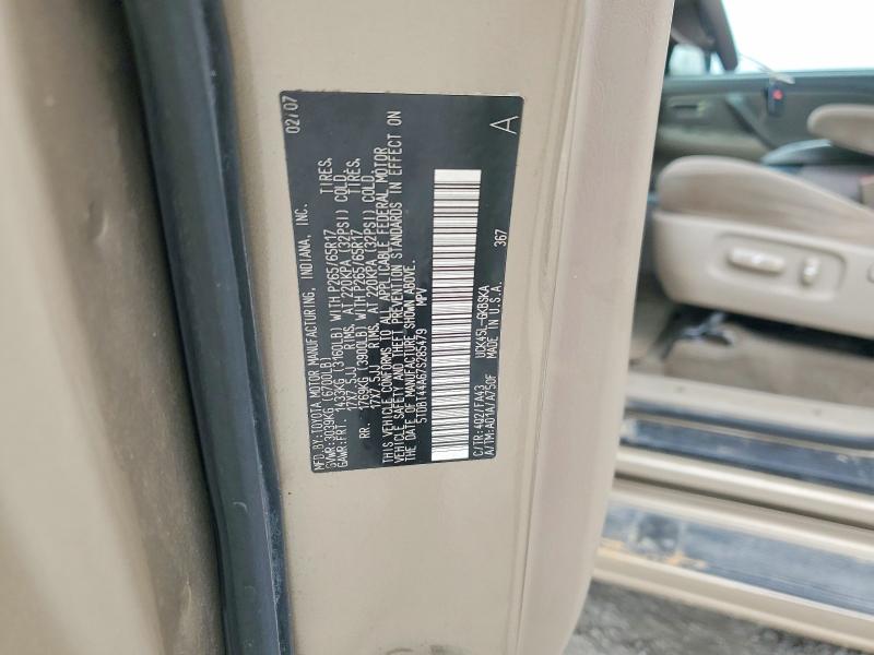 46873016 :رقم المزاد ، 5TDBT44A67S285479 vin ، 2007 Toyota Sequoia مزاد بيع