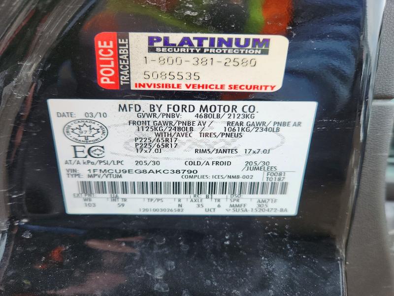 Продажа на аукционе авто 2010 Ford Escape, vin: 1FMCU9EG8AKC38790, номер лота: 46510226