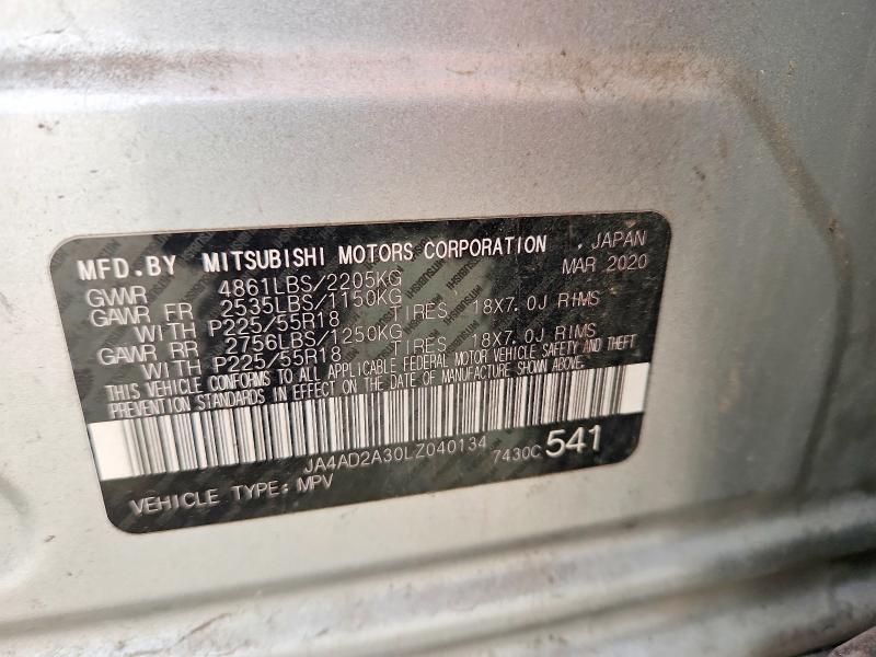 Aukcja sprzedaży 2020 Mitsubishi Outlander, vin: JA4AD2A30LZ040134, numer aukcji: 47406166