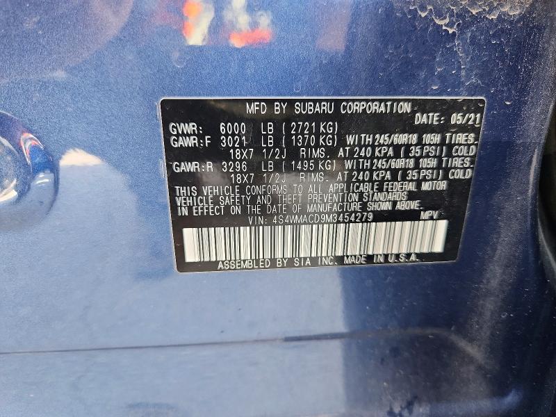 Aukcja sprzedaży 2021 Subaru Ascent, vin: 4S4WMACD9M3454279, numer aukcji: 45503676