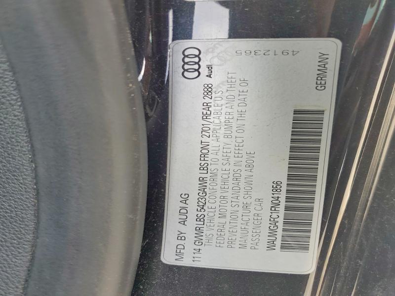 2015 Audi A7 მანქანა იყიდება აუქციონზე, vin: WAUWGAFC1FN041856, აუქციონის ნომერი: 45793266