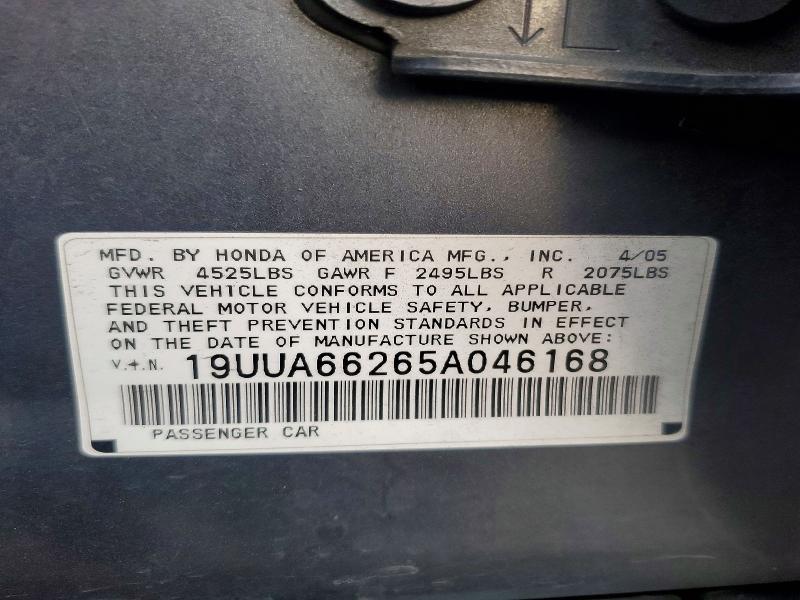 Aukcja sprzedaży 2005 Acura Tl, vin: 19UUA66265A046168, numer aukcji: 47655676