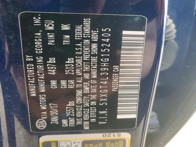 47514466 :رقم المزاد ، 5XXGT4L39HG152405 vin ، 2017 Kia Optima مزاد بيع