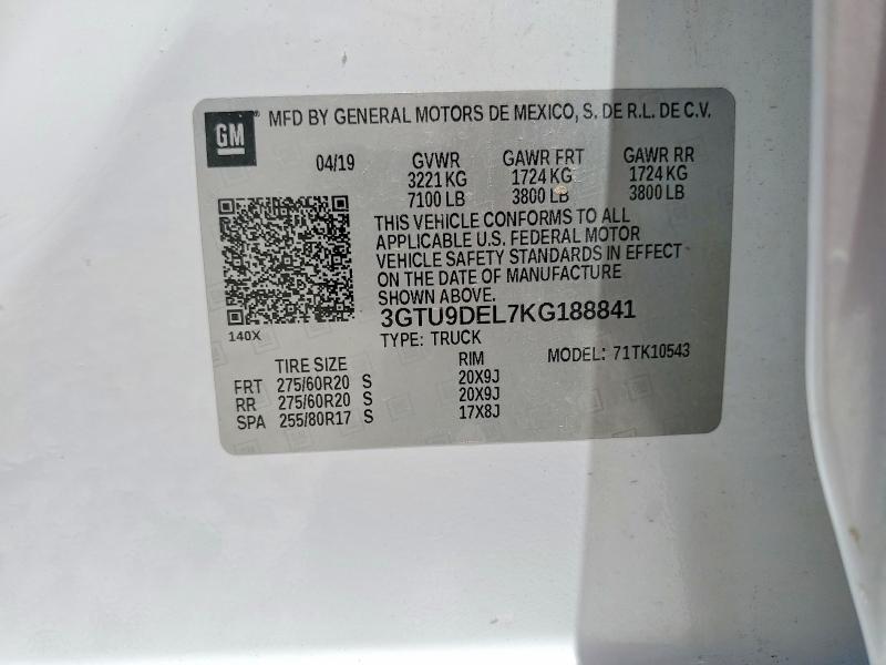 Продажа на аукционе авто 2019 Gmc Sierra, vin: 3GTU9DEL7KG188841, номер лота: 48048616