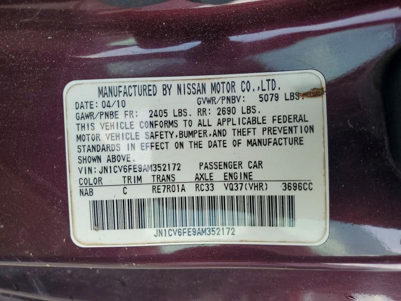 2010 Infiniti G37 Convertible მანქანა იყიდება აუქციონზე, vin: JN1CV6FE9AM352172, აუქციონის ნომერი: 45675946