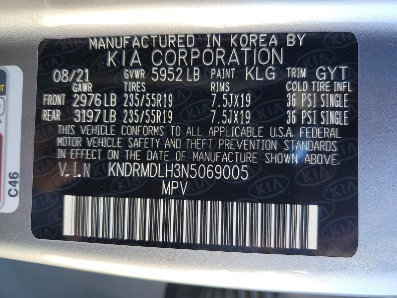 Продажа на аукционе авто 2022 Kia Sorento Plug-in Hybrid, vin: KNDRMDLH3N5069005, номер лота: 46637606