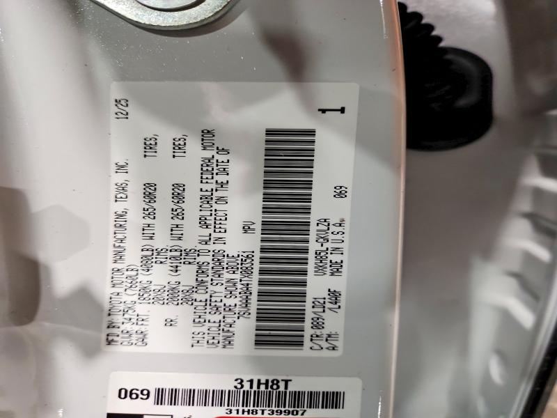 46904156 :رقم المزاد ، 7SVAAABA4TX083561 vin ، 2026 Toyota Sequoia مزاد بيع