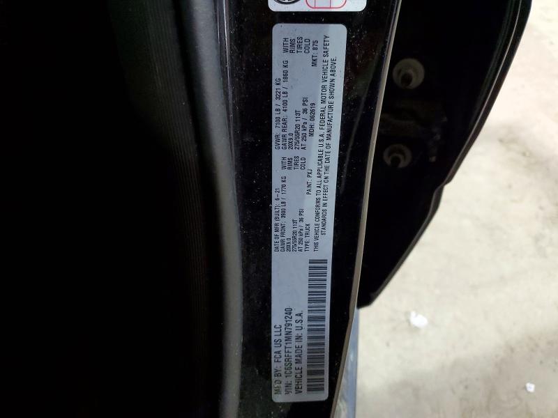 77772525 :رقم المزاد ، 1C6SRFFT1MN791240 vin ، 2021 Ram 1500 مزاد بيع