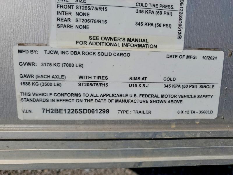 Продаж на аукціоні авто 2025 Rock Solid Carg Unknown, vin: 7H2BE1226SD061299, номер лоту: 46913326