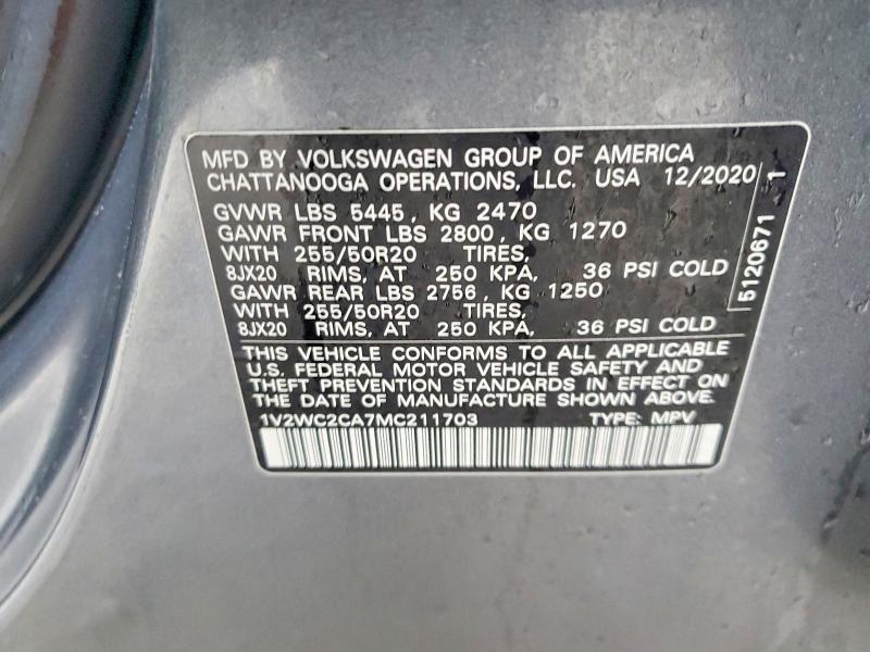 Продаж на аукціоні авто 2021 Volkswagen Atlas Cross Sport, vin: 1V2WC2CA7MC211703, номер лоту: 79889915