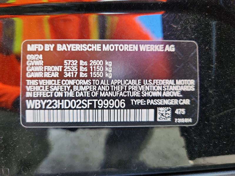 79737165 :رقم المزاد ، WBY23HD02SFT99906 vin ، 2025 Bmw I4 مزاد بيع