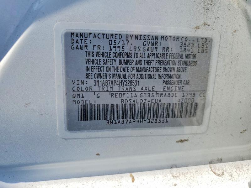 Продаж на аукціоні авто 2017 Nissan Sentra, vin: 3N1AB7AP4HY328531, номер лоту: 47117216