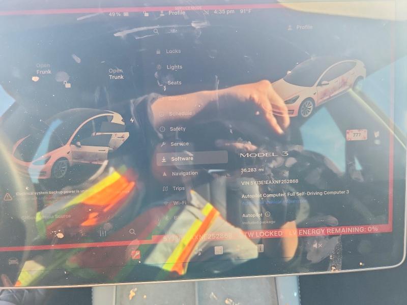 Aukcja sprzedaży 2022 Tesla Model 3, vin: 5YJ3E1EAXNF252868, numer aukcji: 46199156