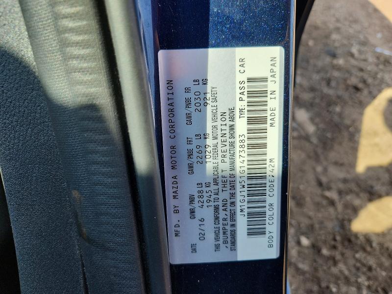 Продаж на аукціоні авто 2016 Mazda 6, vin: JM1GJ1W51G1473883, номер лоту: 47529006