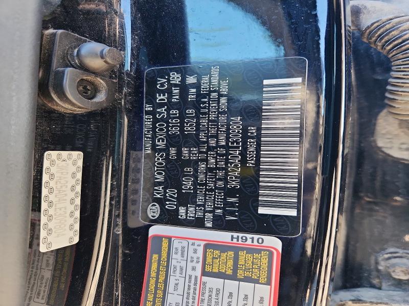 46965446 :رقم المزاد ، 3KPA25AD4LE309804 vin ، 2020 Kia Rio 5-door مزاد بيع