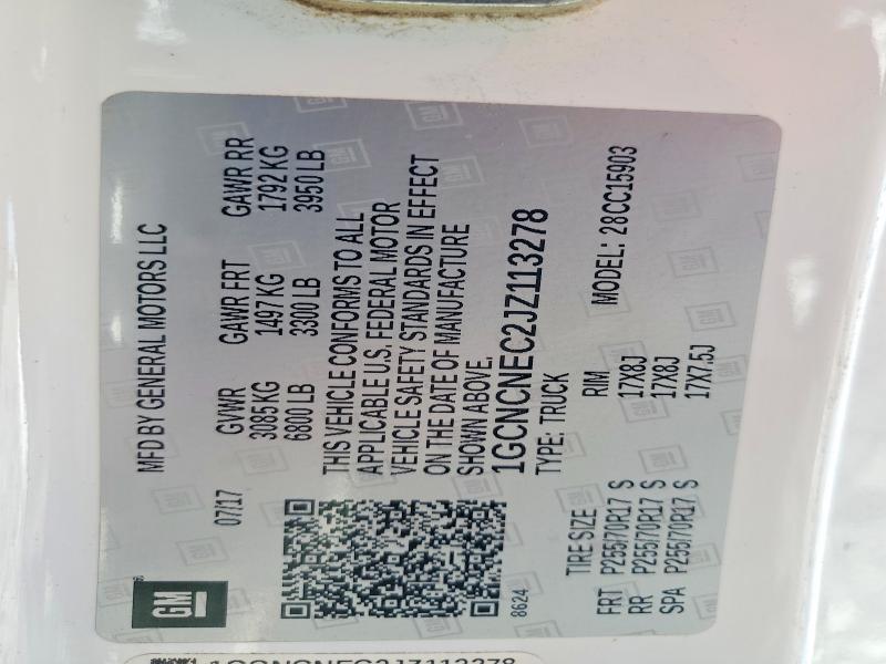 46358136 :رقم المزاد ، 1GCNCNEC2JZ113278 vin ، 2018 Chevrolet Silverado مزاد بيع