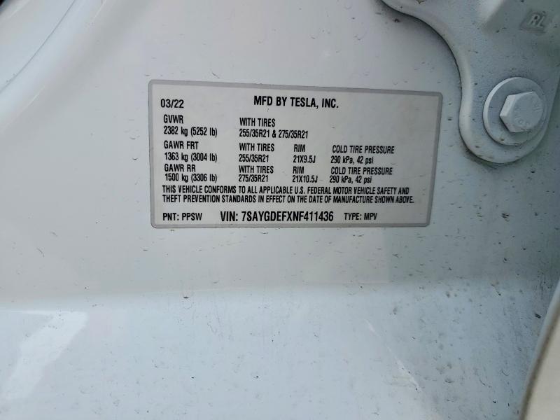 Aukcja sprzedaży 2022 Tesla Model Y, vin: 7SAYGDEFXNF411436, numer aukcji: 79304305