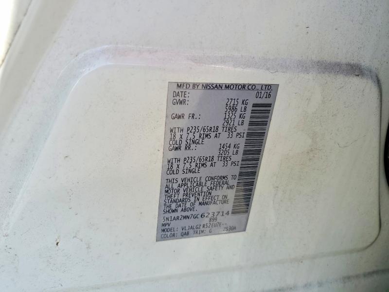 Aukcja sprzedaży 2016 Nissan Pathfinder, vin: 5N1AR2MN7GC623714, numer aukcji: 79143505