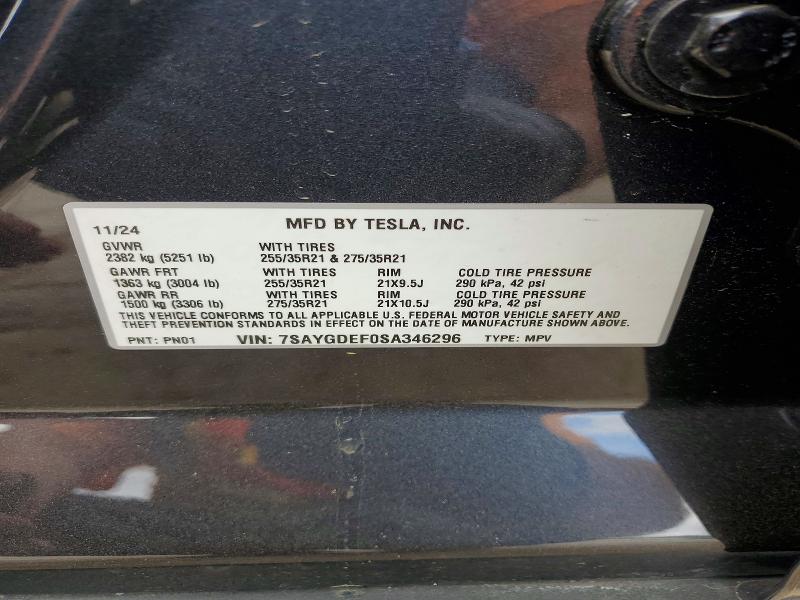 47993266 :رقم المزاد ، 7SAYGDEF0SA346296 vin ، 2025 Tesla Model Y مزاد بيع