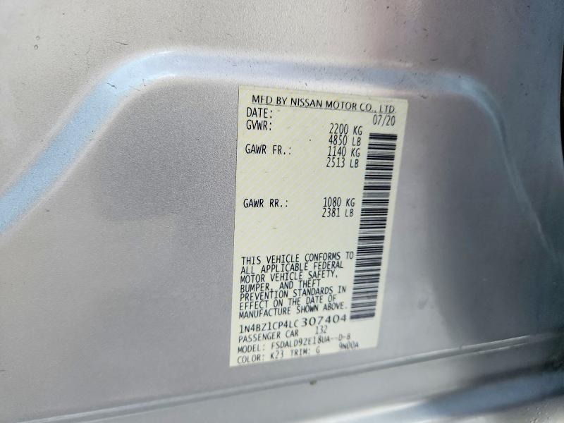 41822046 :رقم المزاد ، 1N4BZ1CP4LC307404 vin ، 2020 Nissan Leaf مزاد بيع