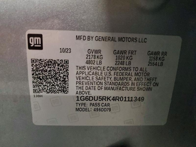2024 Cadillac Ct5 მანქანა იყიდება აუქციონზე, vin: 1G6DU5RK4R0111349, აუქციონის ნომერი: 79364605