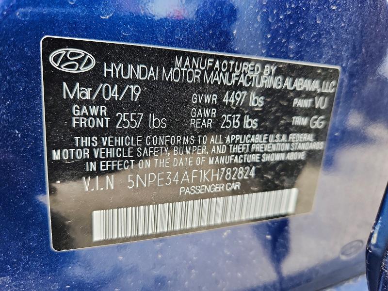 Продаж на аукціоні авто 2019 Hyundai Sonata, vin: 5NPE34AF1KH782824, номер лоту: 41957116