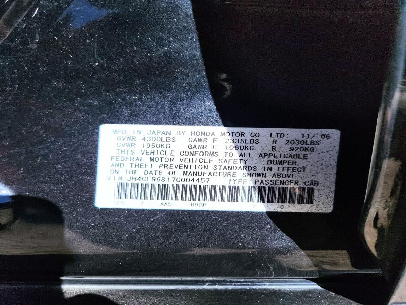 Aukcja sprzedaży 2007 Acura Tsx, vin: JH4CL96817C004457, numer aukcji: 47553586