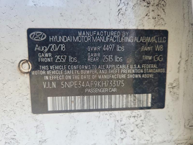 2019 Hyundai Sonata მანქანა იყიდება აუქციონზე, vin: 5NPE34AF9KH733175, აუქციონის ნომერი: 47266696