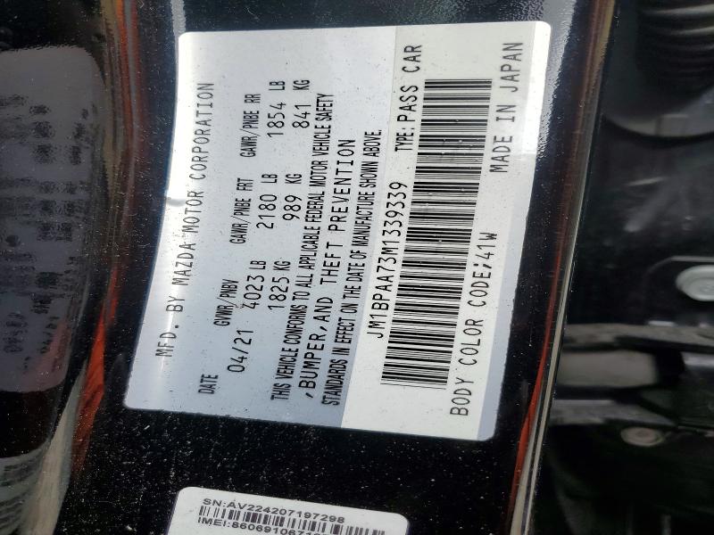 Продаж на аукціоні авто 2021 Mazda 3, vin: JM1BPAA73M1339339, номер лоту: 47643956