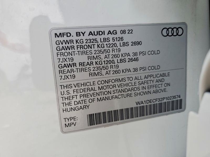 Aukcja sprzedaży 2023 Audi Q3, vin: WA1DECF32P1023574, numer aukcji: 41811516