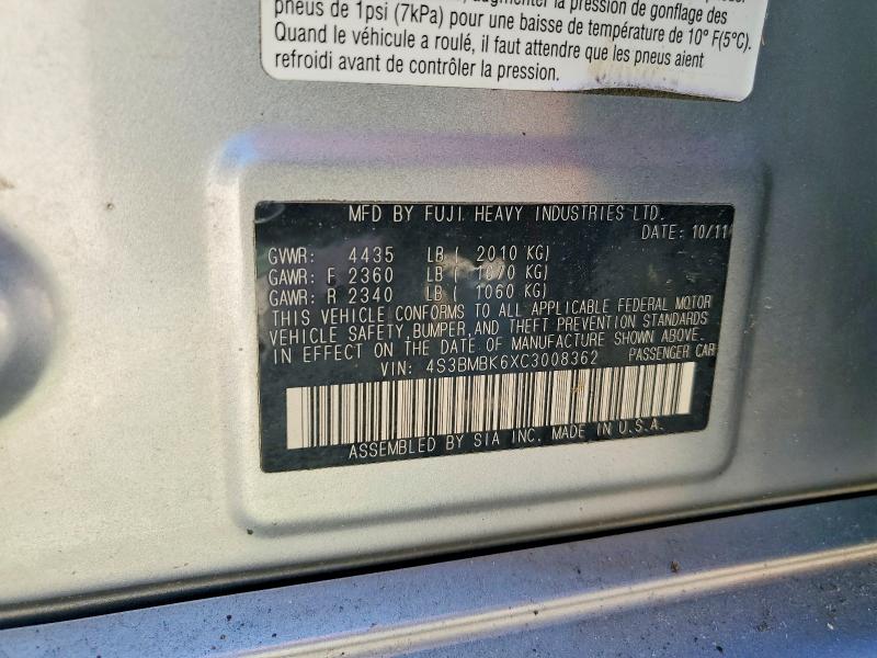 Продажа на аукционе авто 2012 Subaru Legacy, vin: 4S3BMBK6XC3008362, номер лота: 46388656