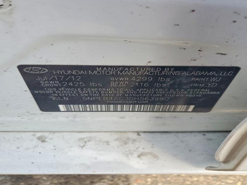 47930496 :رقم المزاد ، 5NPEB4AC3DH563990 vin ، 2013 Hyundai Sonata مزاد بيع