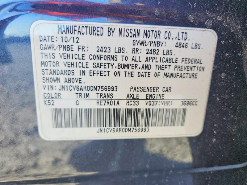 Aukcja sprzedaży 2013 Infiniti G37 Sedan, vin: JN1CV6AR0DM756993, numer aukcji: 45652416