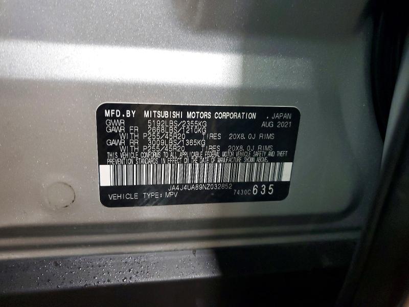 Продаж на аукціоні авто 2022 Mitsubishi Outlander, vin: JA4J4UA89NZ032852, номер лоту: 41691666