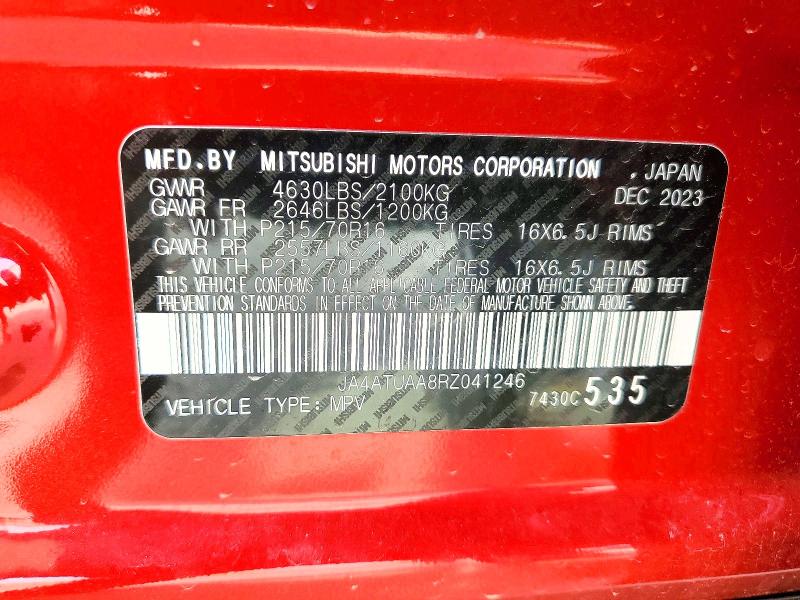Aukcja sprzedaży 2024 Mitsubishi Eclipse Cross, vin: JA4ATUAA8RZ041246, numer aukcji: 46689166