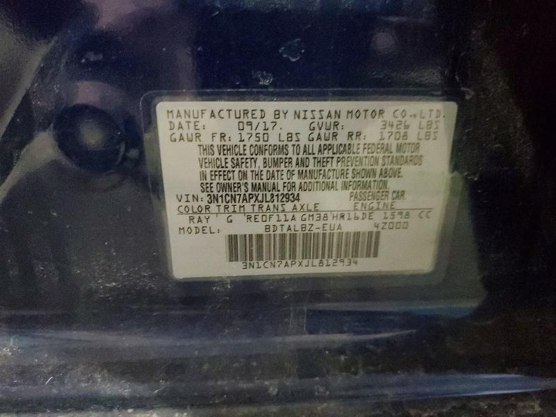 Aukcja sprzedaży 2018 Nissan Versa, vin: 3N1CN7APXJL812934, numer aukcji: 79838215