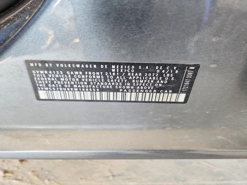 Auction sale of the 2019 Volkswagen Jetta, vin: 3VWC57BU8KM188559, lot number: 41749346