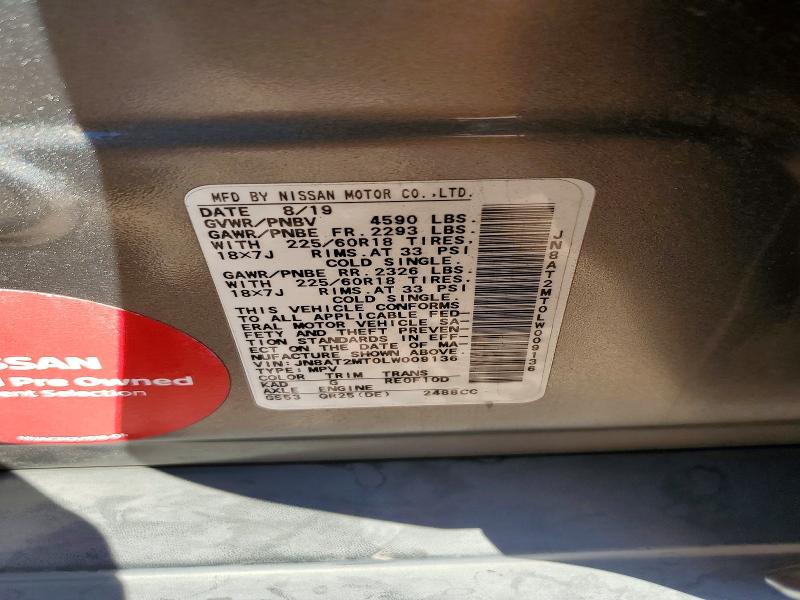 45443526 :رقم المزاد ، JN8AT2MT0LW009136 vin ، 2020 Nissan Rogue مزاد بيع