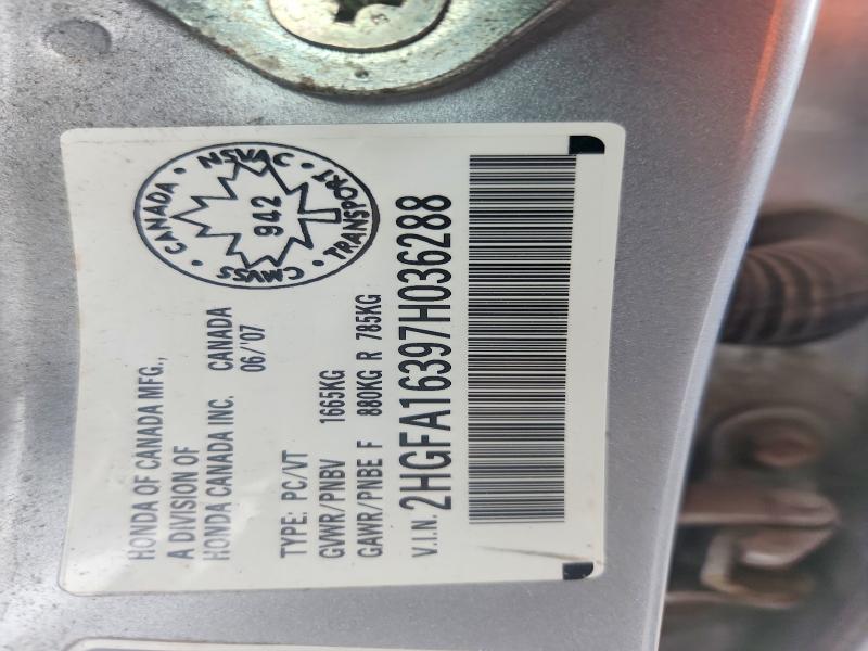 Aukcja sprzedaży 2007 Honda Civic, vin: 2HGFA16397H036288, numer aukcji: 79170415