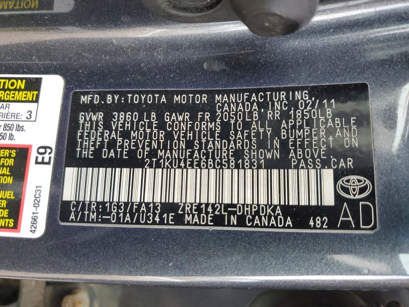 Продажа на аукционе авто 2011 Toyota Matrix, vin: 2T1KU4EE6BC581831, номер лота: 46544926