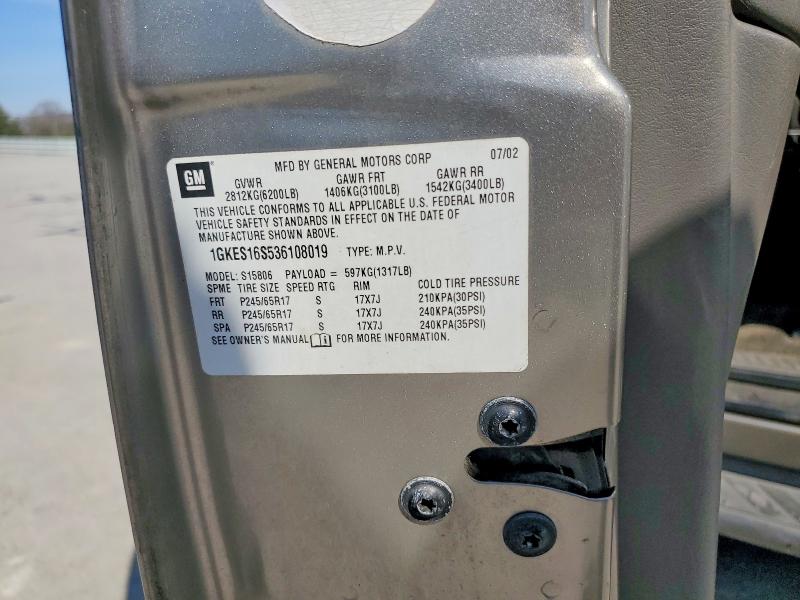Auction sale of the 2003 Gmc Envoy, vin: 1GKES16S536108019, lot number: 46405596